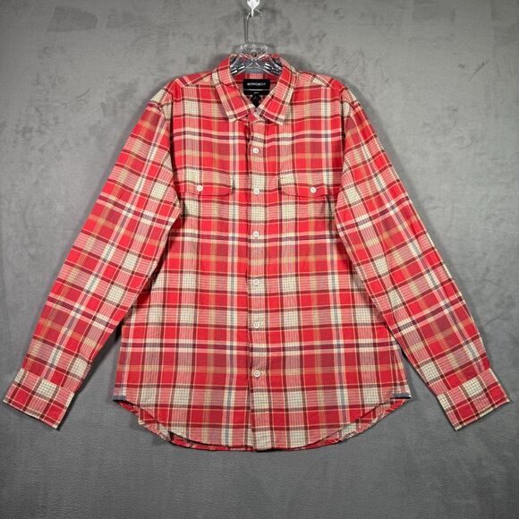 Bonobos Mens Button Up Shirt L Red Yellow Plaid Slim Fit Long Sleeve Western NEW - Picture 1 of 10
